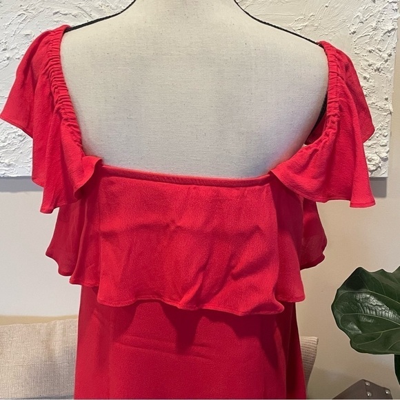 Revolve Privacy Please Norval Off Shoulder Button Dress Red Sz S - Picture 6 of 9